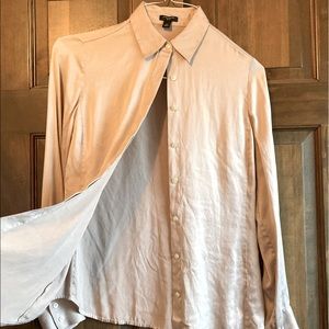 Ann Taylor SILK Champagne Pink Blouse Size 6
